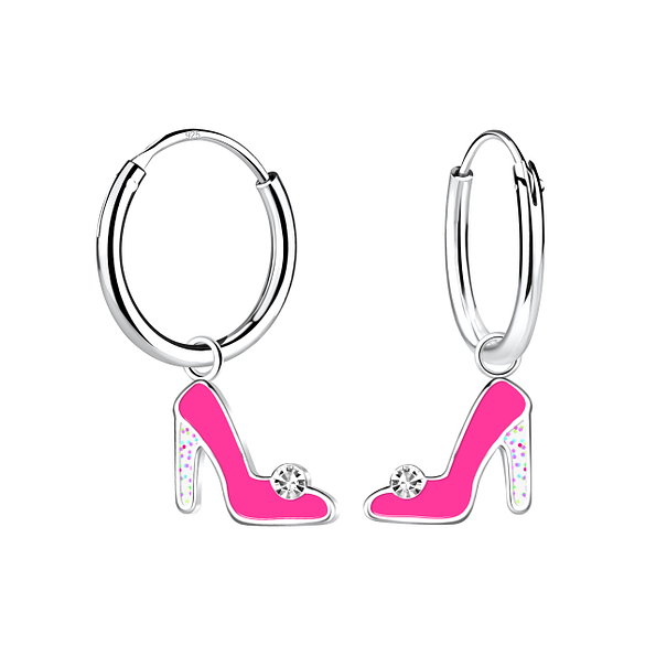 Silver High Heels Charm Hoop Earrings - 22256