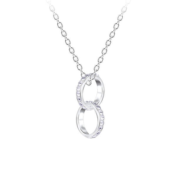 Silver Circle Crystal Necklace - 22260
