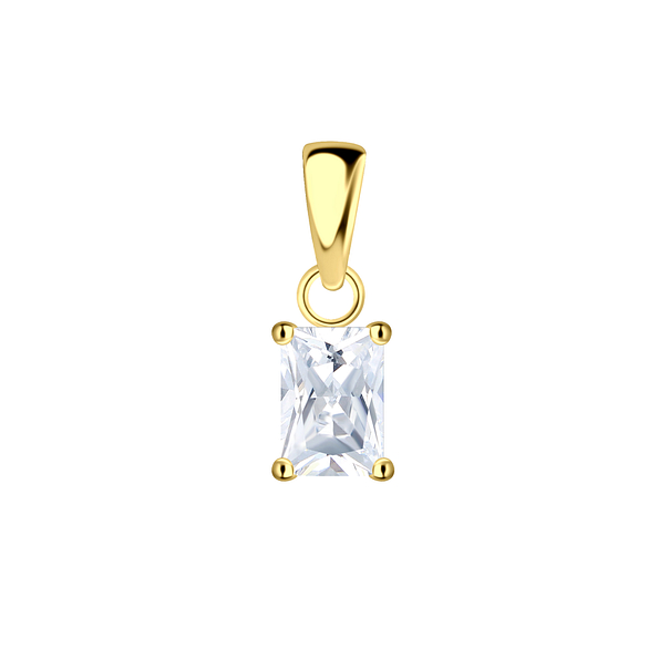 4x6mm Baguette Cubic Zirconia Silver Pendant - 22234
