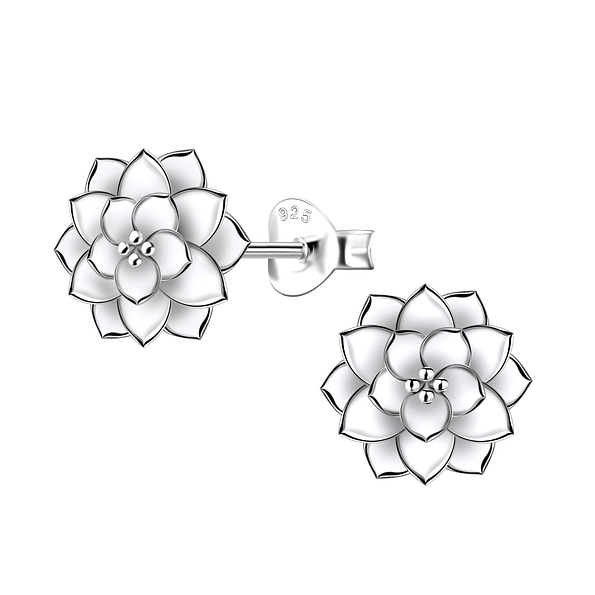Silver Flower Stud Earrings - 22647
