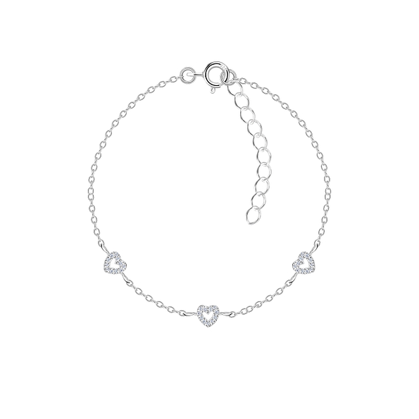 Silver Triple Heart Bracelet - 22627