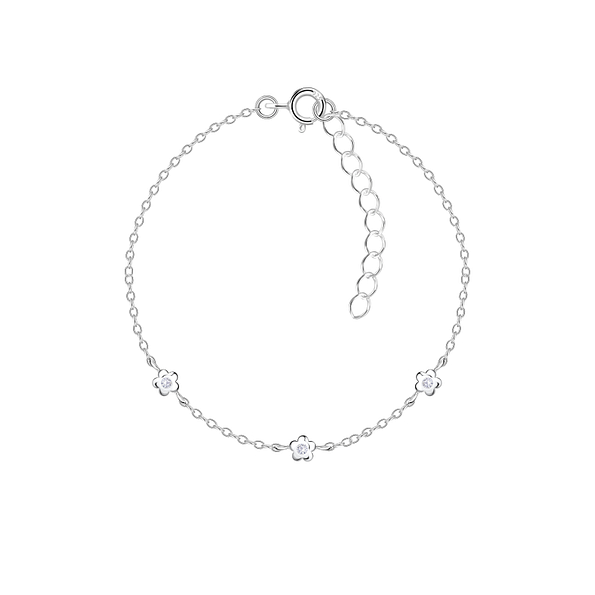 Silver Triple Flower Bracelet - 22624