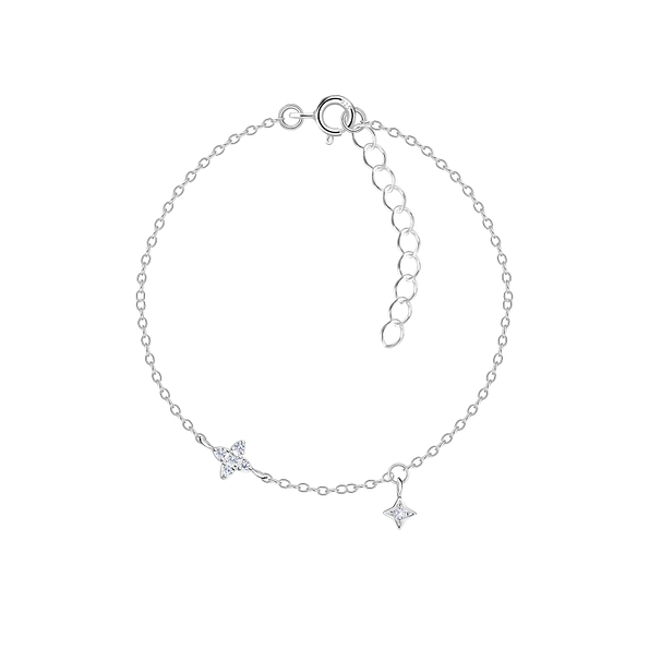 Silver Double Star Bracelet - 22614