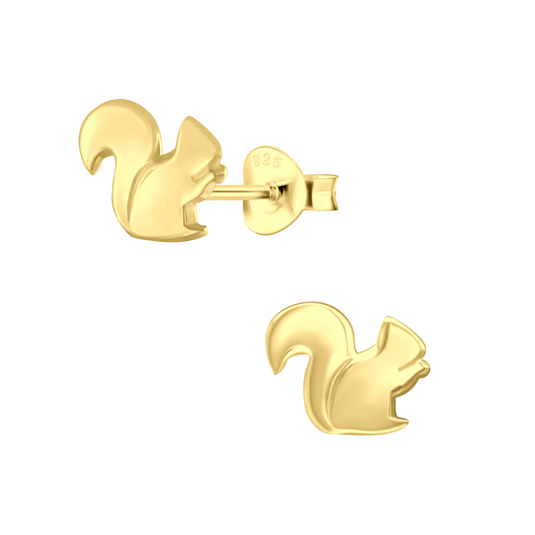 Silver Squirrel Stud Earrings - 22411