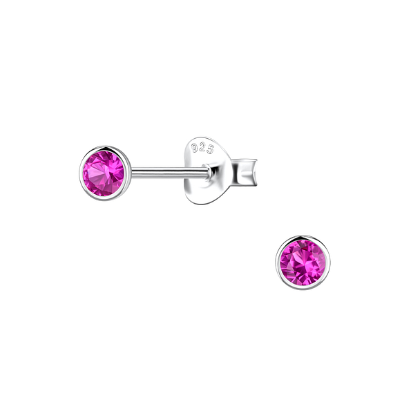 3mm Round Cubic Zirconia Silver Stud Earrings - 22543