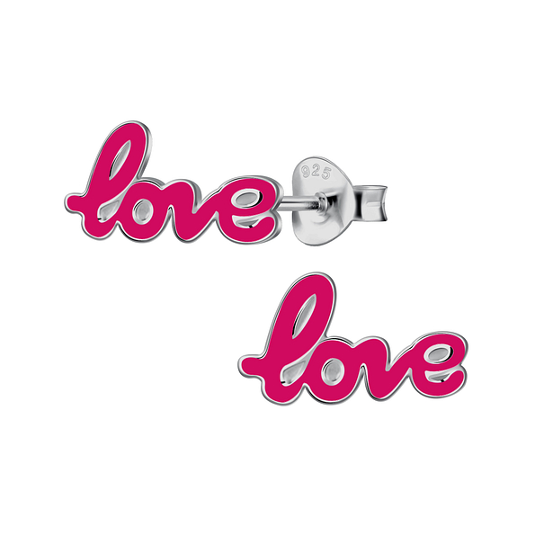 Silver Love Stud Earrings - 22385