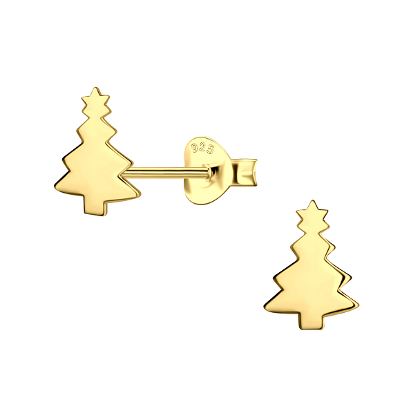 Silver Christmas Tree Stud Earrings - 22413