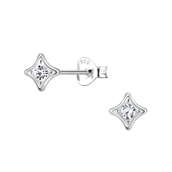 Silver Geometric Stud Earrings - 22409