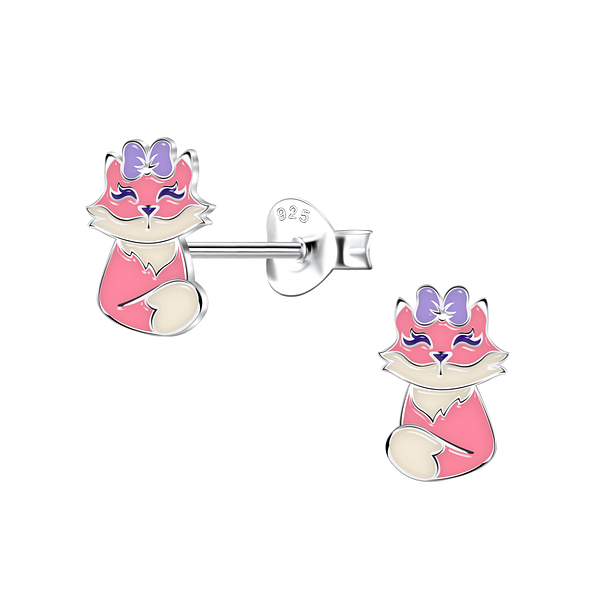 Silver Fox Stud Earrings - 22394