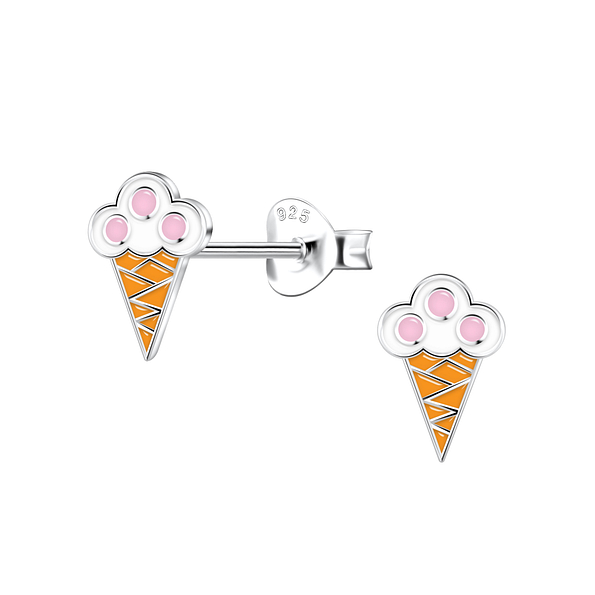 Silver Ice Cream Stud Earrings - 22416
