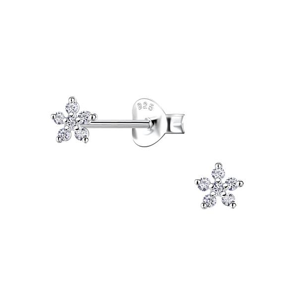 Silver Flower Stud Earrings  - 22419