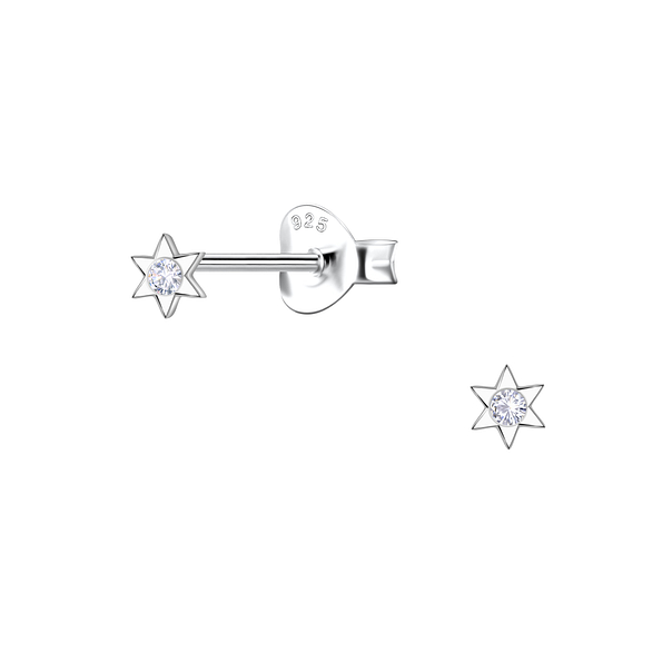 Silver Star Stud Earrings - 22667