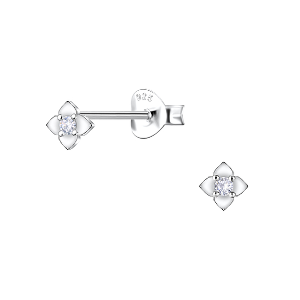 Silver Flower Stud Earrings - 22671