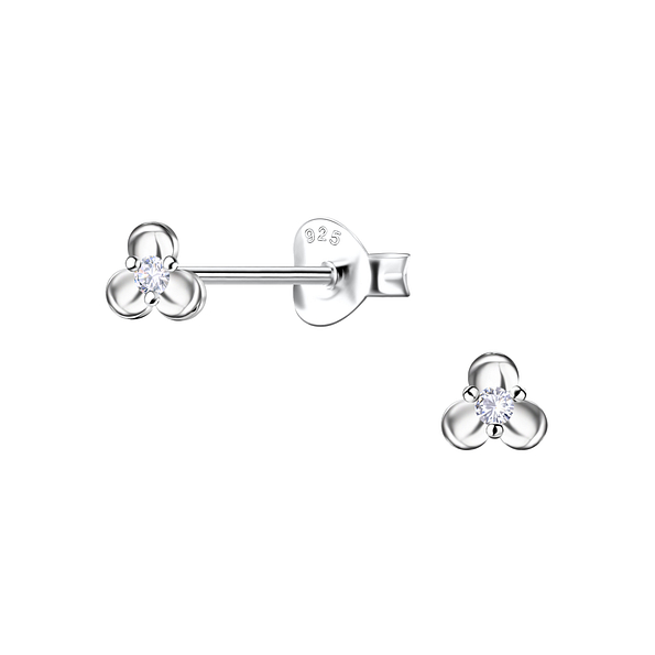 Silver Flower Stud Earrings - 22677