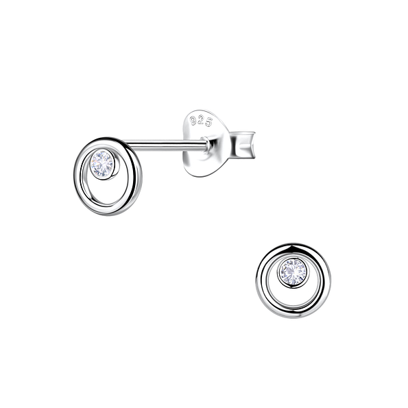 Silver Circle Stud Earrings - 22681