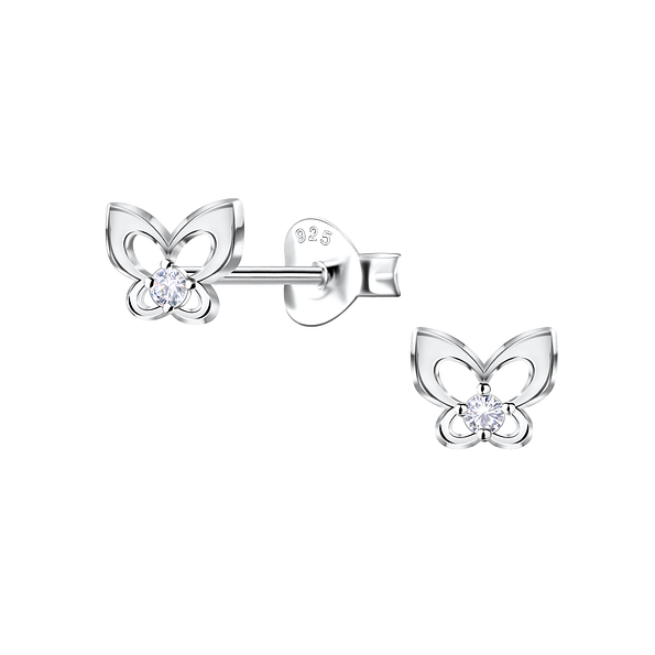 Silver Butterfly Stud Earrings - 22699
