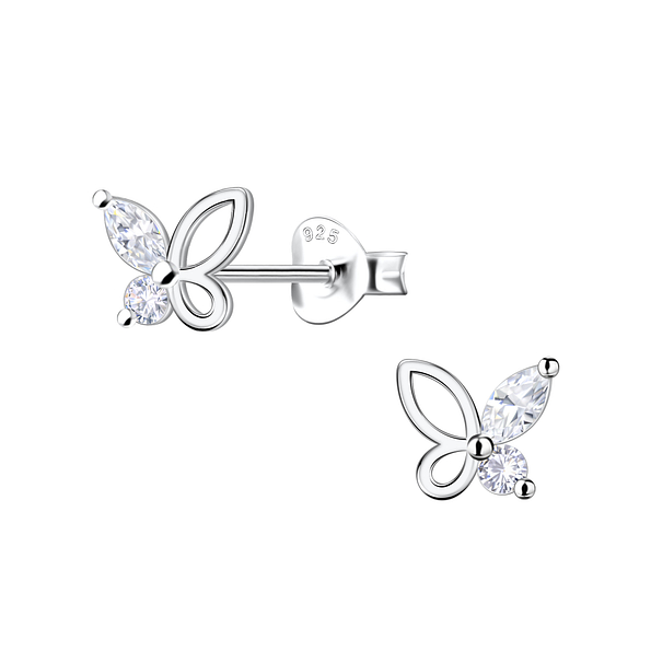 Silver Butterfly Stud Earrings  - 22403