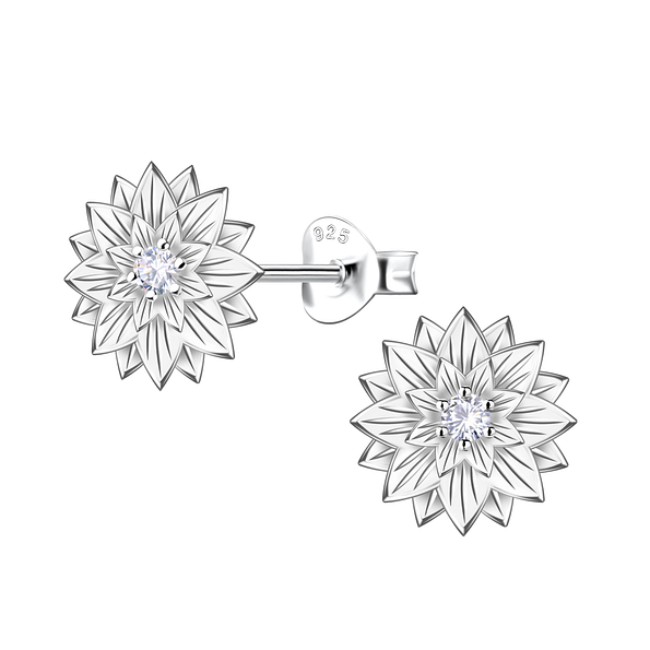 Silver Flower Stud Earrings - 22642