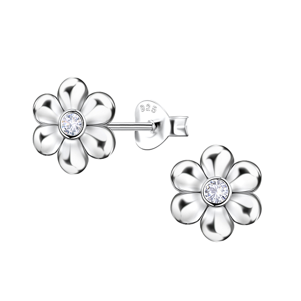 Silver Flower Stud Earrings - 22643