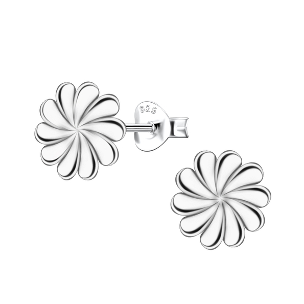 Silver Flower Stud Earrings - 22650