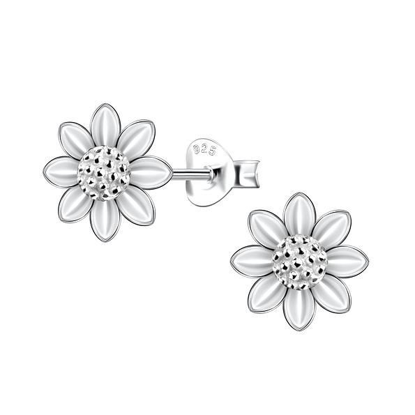 Silver Flower Stud Earrings - 22651