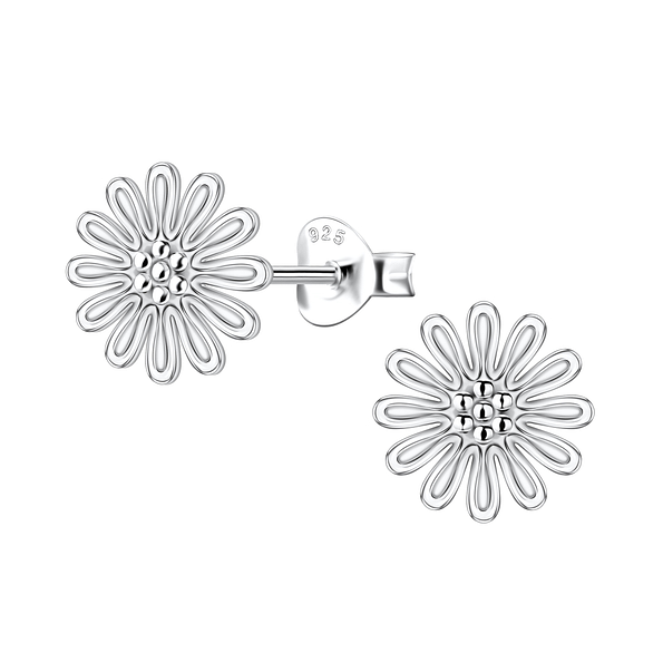 Silver Flower Stud Earrings - 22652