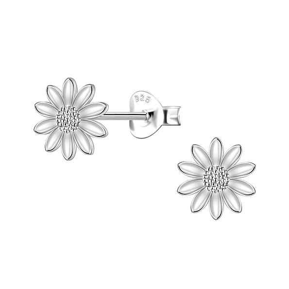 Silver Flower Stud Earrings - 22657
