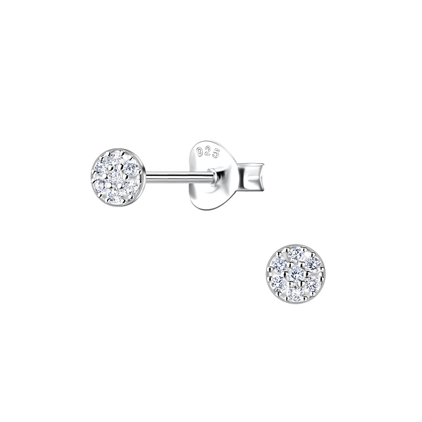 Silver Round Stud Earrings  - 22408