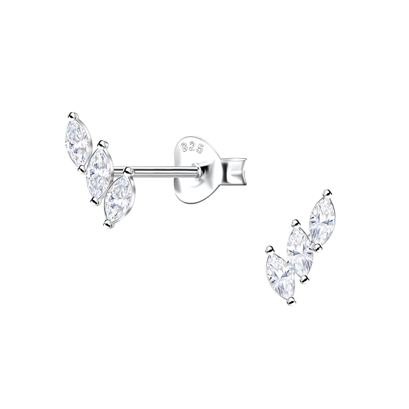 Silver Geometric Stud Earrings  - 22443