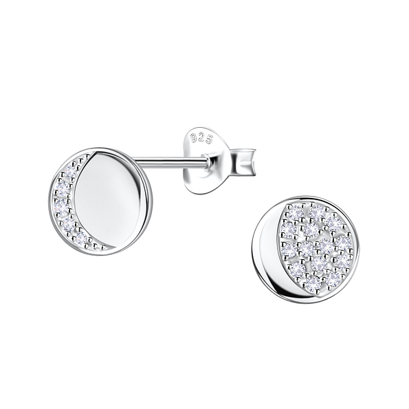 Silver Round Stud Earrings  - 22446