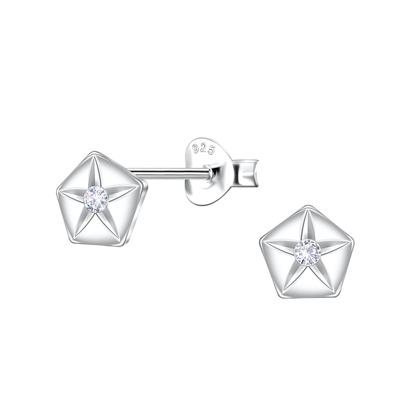 Silver Geometric Stud Earrings - 22448