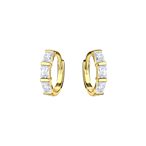 11mm Silver Geometric Huggie Earrings - 22393