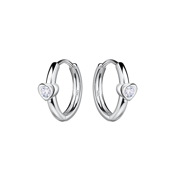 11mm Silver Heart Huggie Earrings - 22709