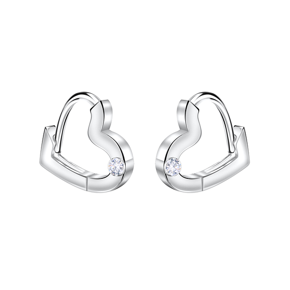 11mm Silver Heart Huggie Earrings - 22721