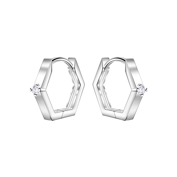 11mm Silver Geometric Huggie Earrings - 22723