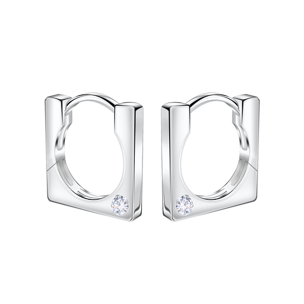 11mm Silver Square Huggie Earrings - 22725