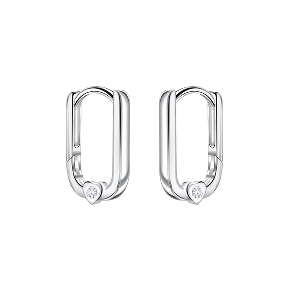 10mm Silver Heart Huggie Earrings - 22729
