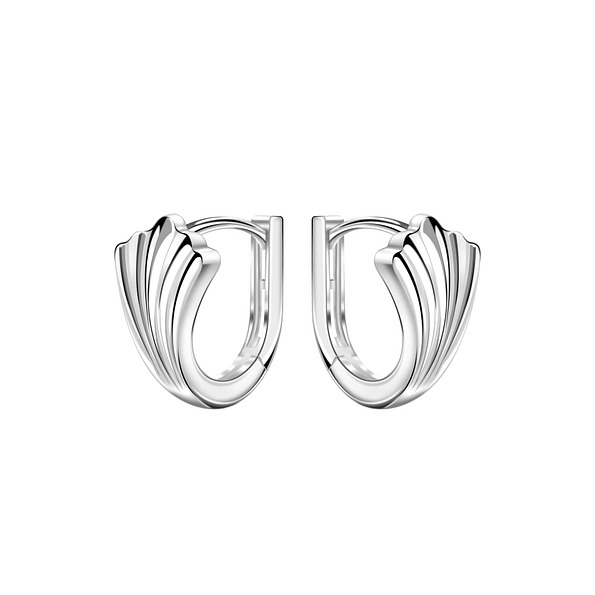 12mm Silver Leaf Huggie Earrings - 22451