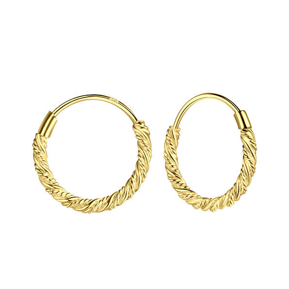 14mm Silver Twisted Hoop Earrings - 22391
