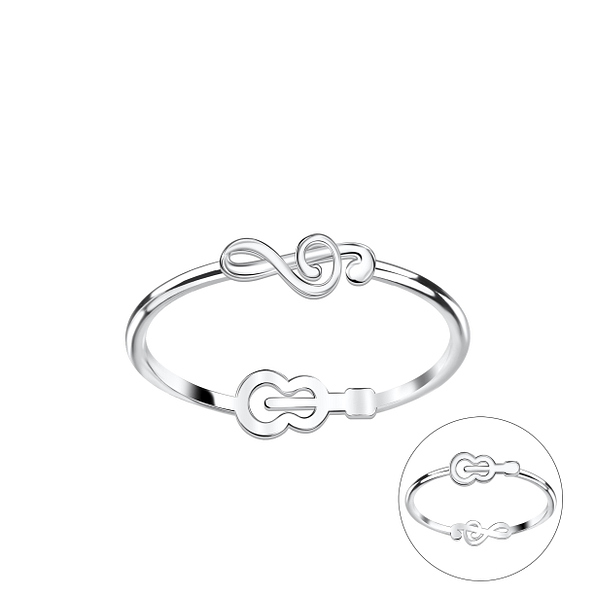 Silver Double Sided Music Lover Ring - 22838