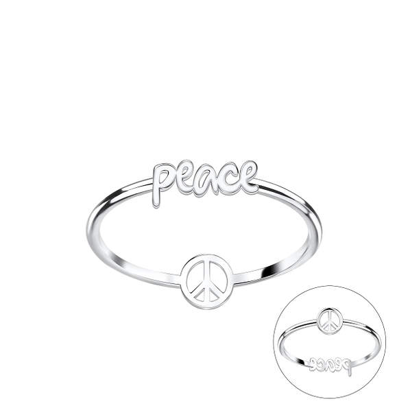 Silver Double Sided Peace Sign Ring - 22839