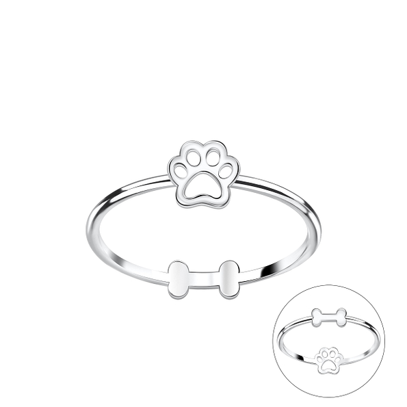 Silver Double Sided Dog Lover Ring - 22833