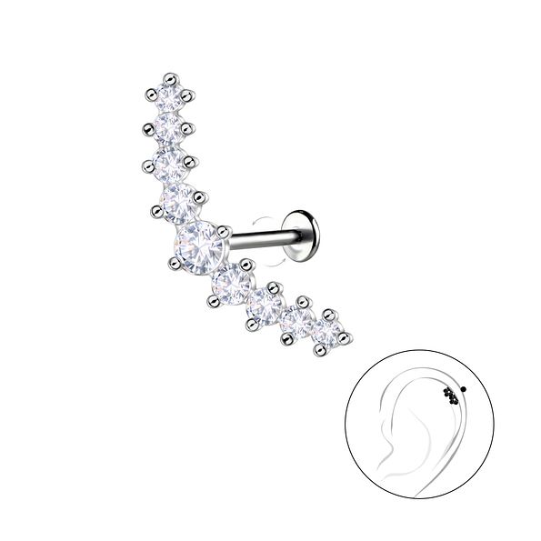 Silver Geometric with Titanium Labret - 22736