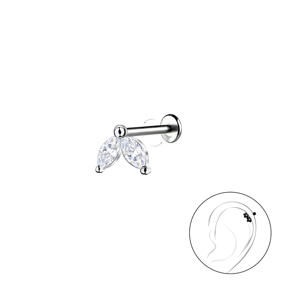 Silver Geometric with Titanium Labret - 22739