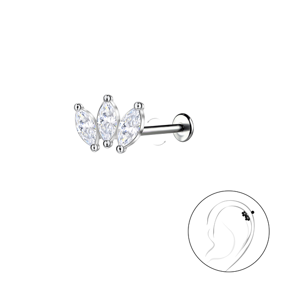 Silver Geometric with Titanium Labret - 22746