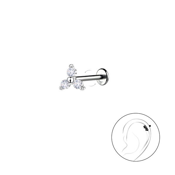 Silver Geometric with Titanium Labret - 22747