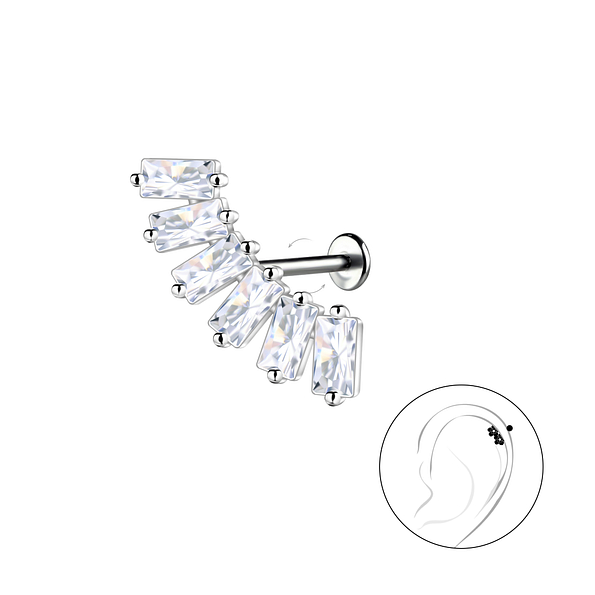 Silver Geometric with Titanium Labret - 22749