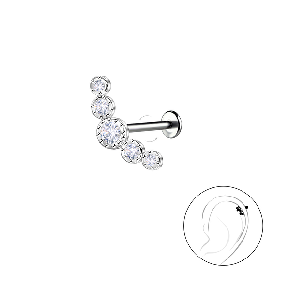 Silver Geometric with Titanium Labret - 22750