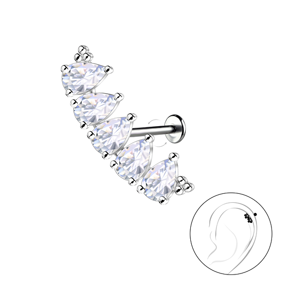 Silver Geometric with Titanium Labret - 22755