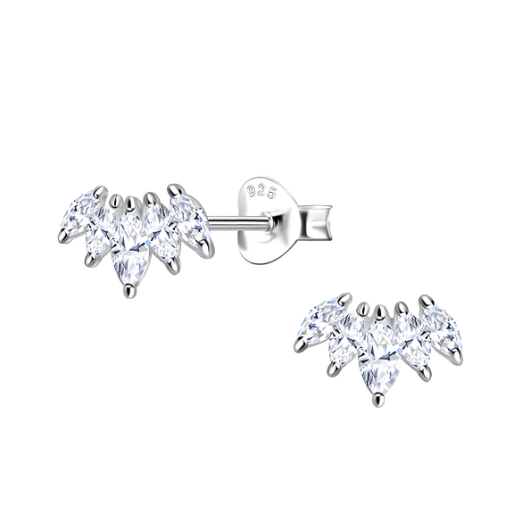 Silver Geometric Stud Earrings - 22868